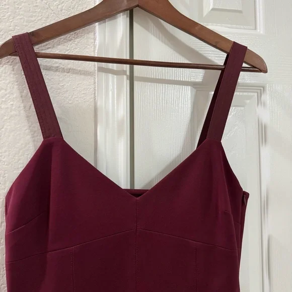La Ligne Zelda Burgundy Pleated Midi Dress Elegant and Timeless